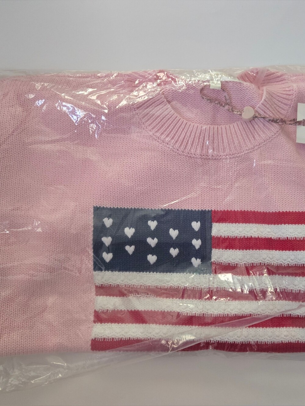 NWT LoveShackFancy Pink Flag Knit Sweater - Small - Picture 4 of 6